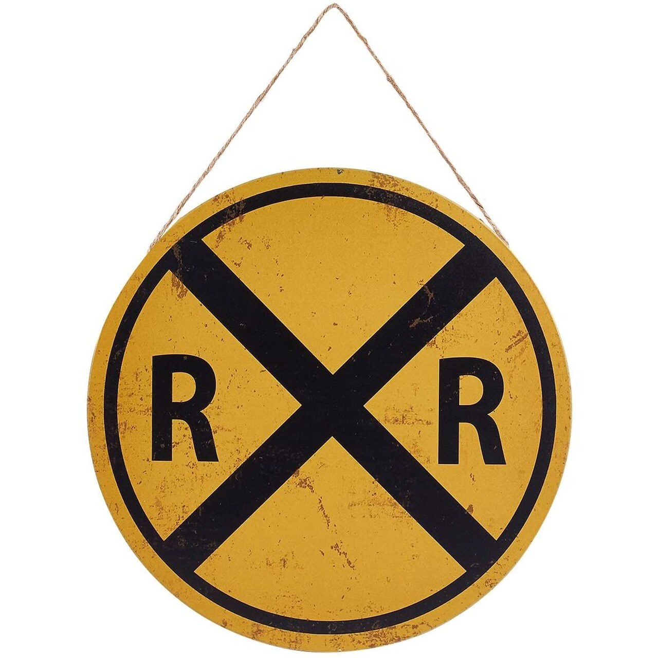 Railroad Crossing Sign for Restaurants, Vintage Train Decor Perfect for Cafes (12 x 12 In)